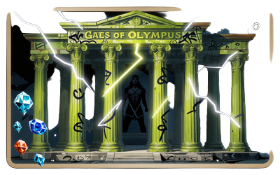 Gates of Olympus Online Slot mit Graffiti-Overlay und Neon-Akzenten bei Golisimo Casino