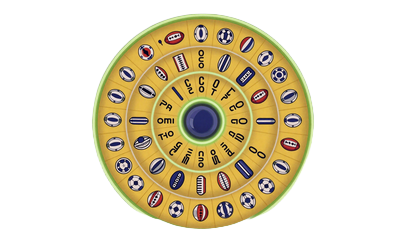 Wheel of Fortune Gl&uuml;cksrad mit Fu&szlig;ball-Symbolen bei Golisimo Casino Gamification